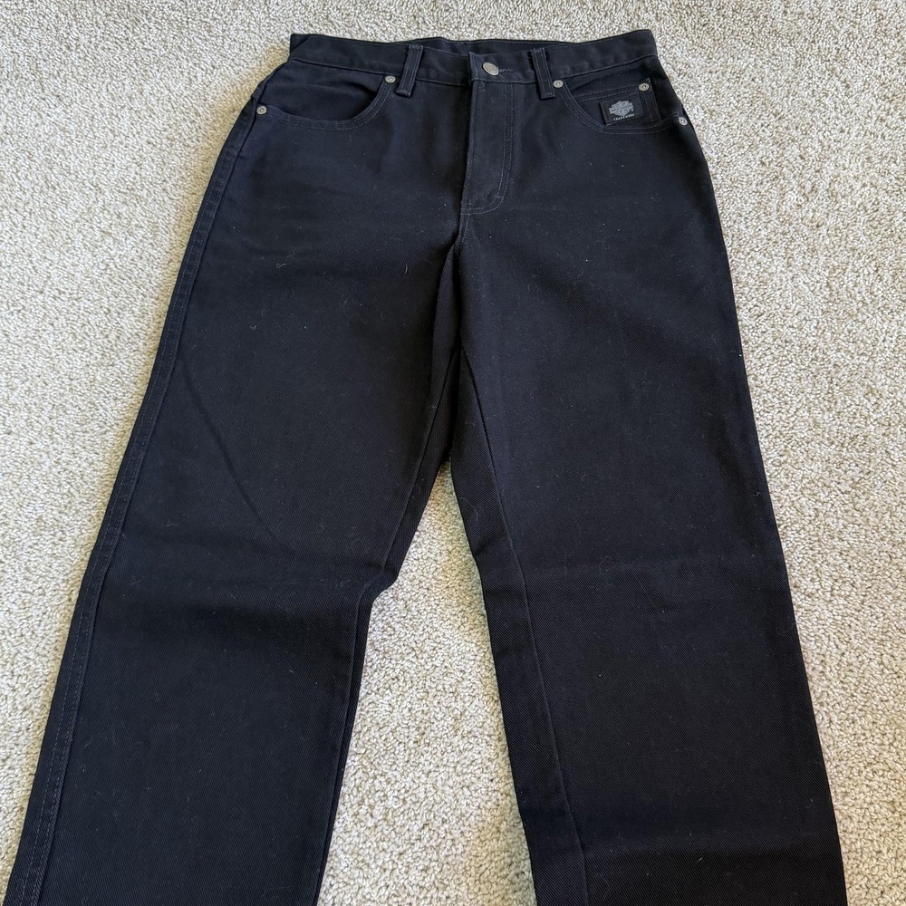 Vintage Harley-Davidson Straight Jeans Womens 8 Tall Black Classic Denim USA